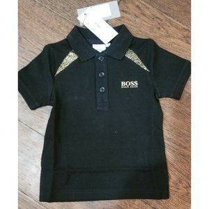 HUGO BOSS boys' metallic detail polo shirt - big kid in black